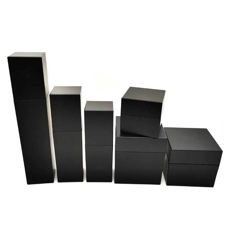 Square Matte Black Color Acrylic Glass Serum Skincare Bottles Cream Jars collection