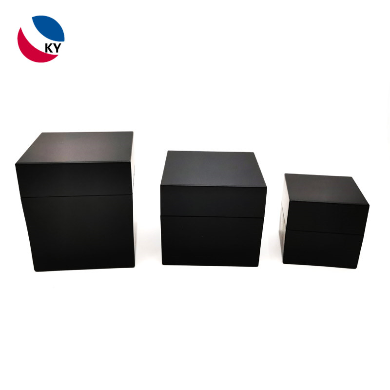 Square Matte Black Color Acrylic Glass Serum Skincare Bottles Cream Jars