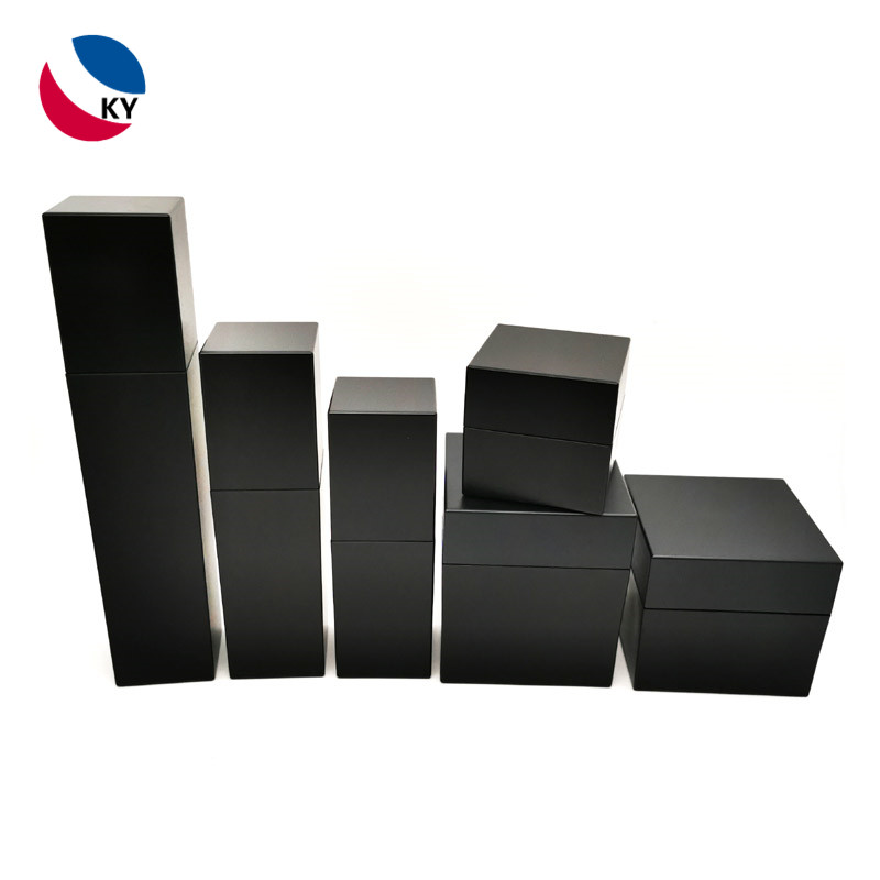 Square Matte Black Color Acrylic Glass Serum Skincare Bottles Cream Jars