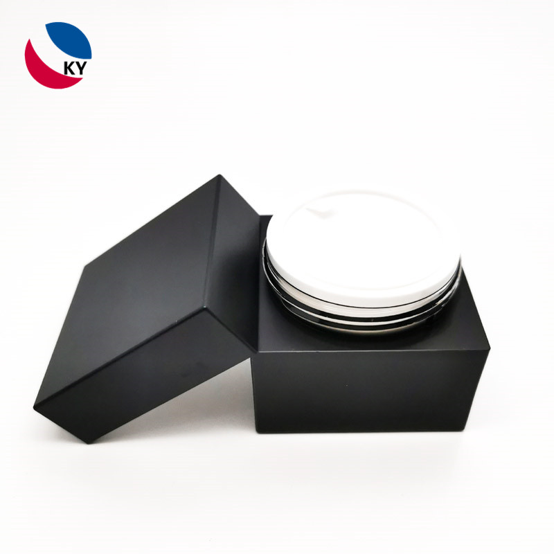 Square Matte Black Color Acrylic Glass Serum Skincare Bottles Cream Jars