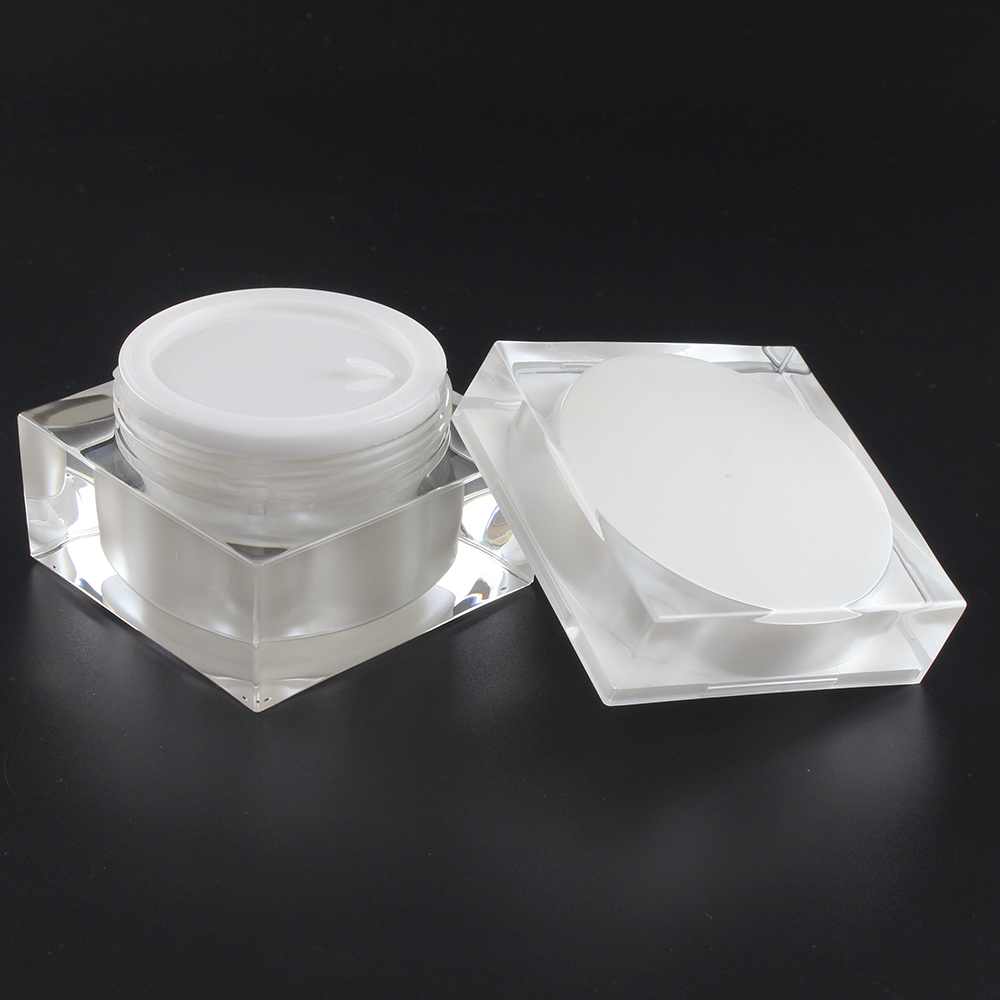 Square Pearl White 15g 30g 50g Cream Jar for Packaging JA53 Acrylic Jar