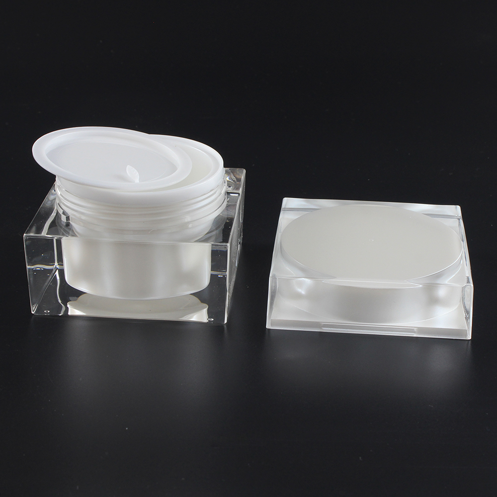 Square Pearl White 15g 30g 50g Cream Jar for Packaging JA53 Acrylic Jar