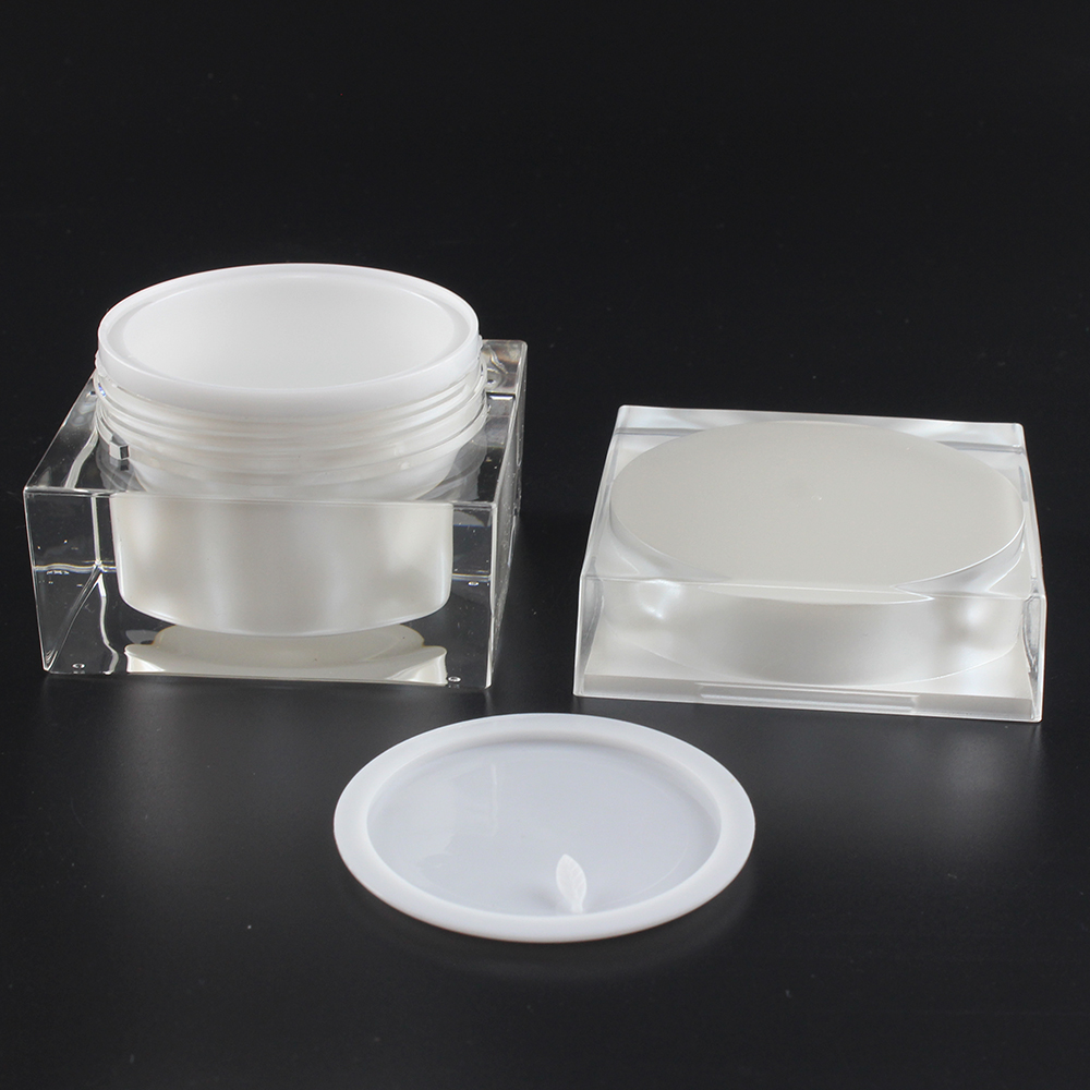 Square Pearl White 15g 30g 50g Cream Jar for Packaging JA53 Acrylic Jar