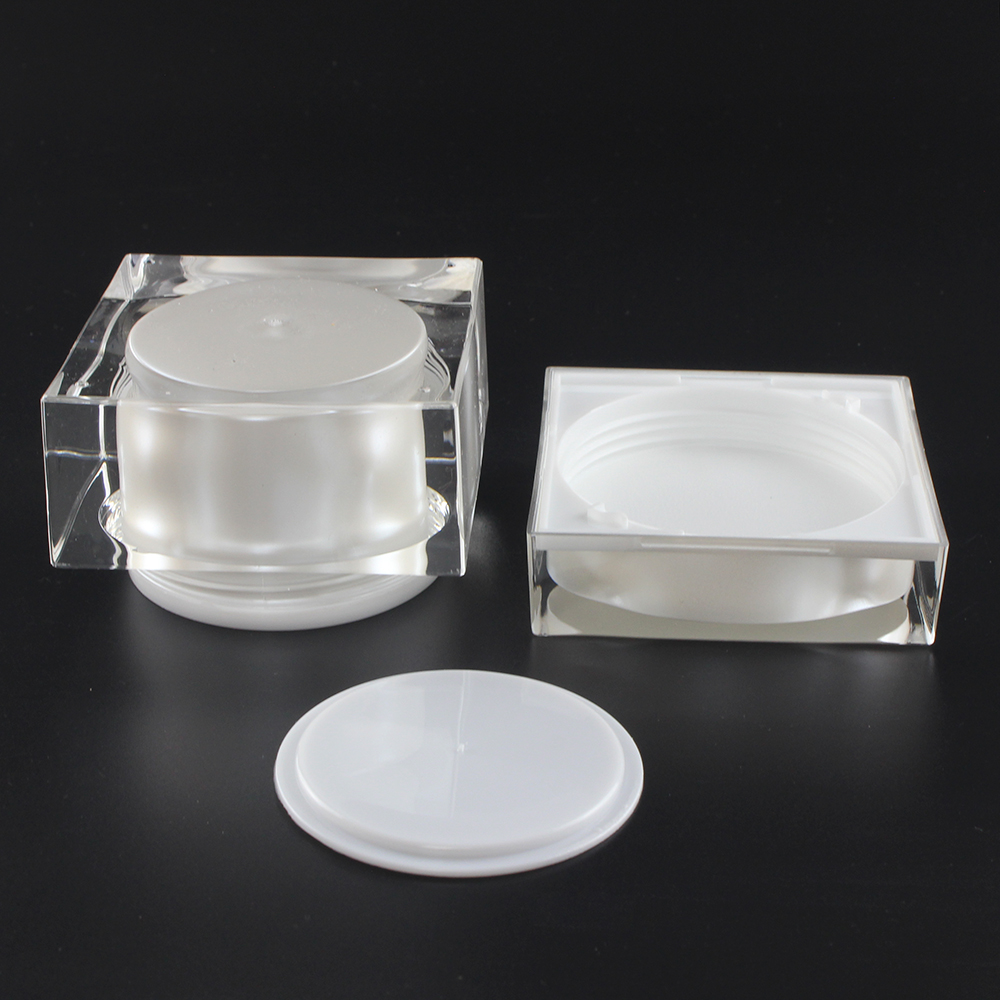 Square Pearl White 15g 30g 50g Cream Jar for Packaging JA53 Acrylic Jar