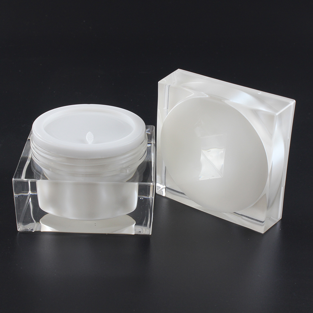 Square Pearl White 15g 30g 50g Cream Jar for Packaging JA53 Acrylic Jar