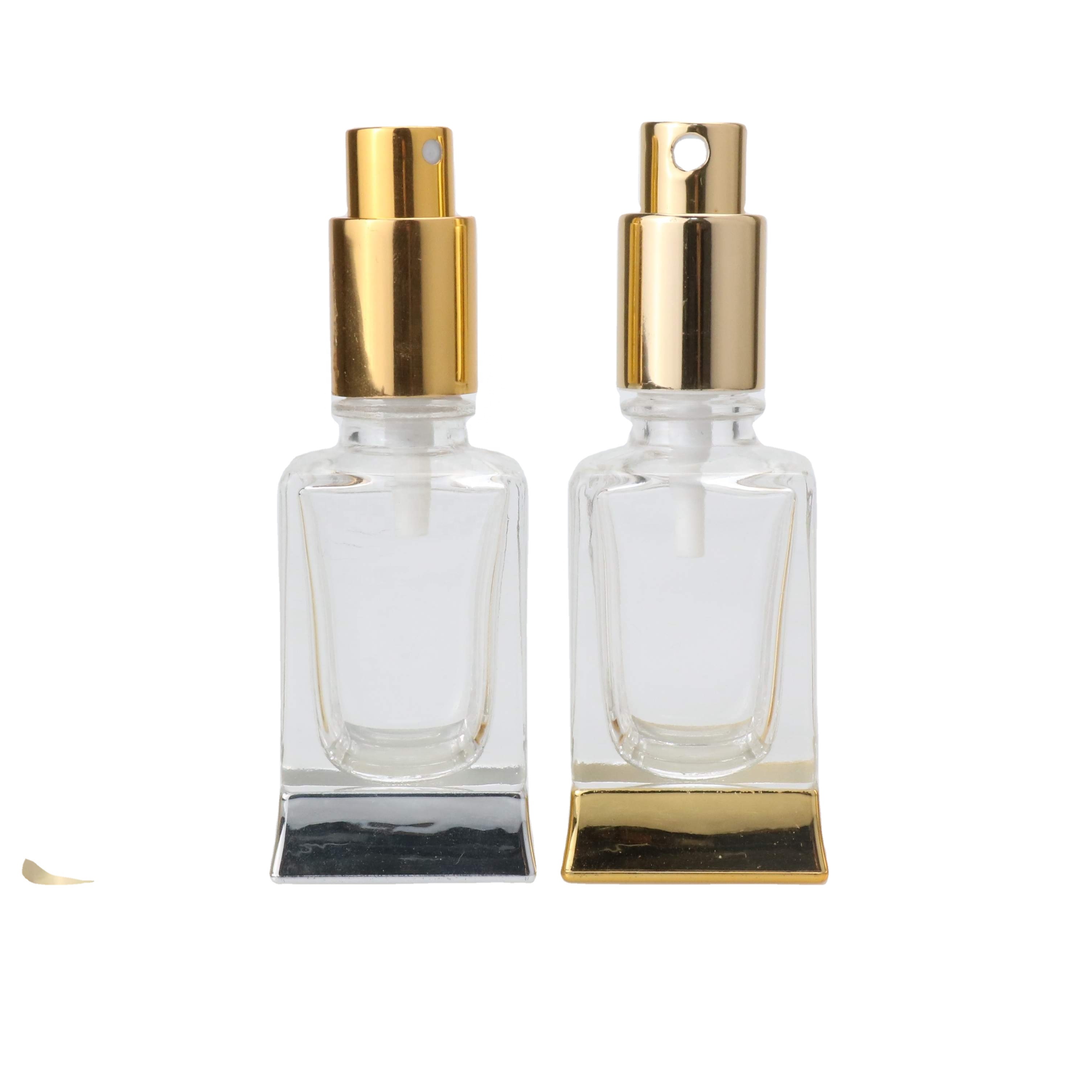 Square Perfume Bottle Glass 25Ml Clear Frosted Spray Aluminum Cap Glass Bottles For Perfumes In China