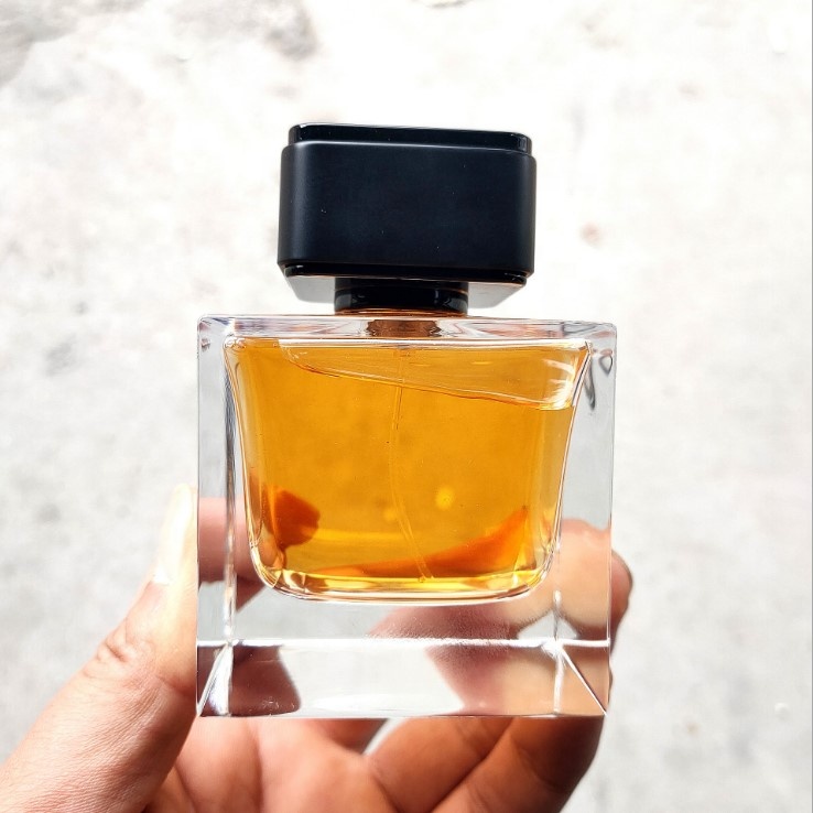 Square Rectangle Empty Clear 50ml Perfume Glass Bottle with Round Black Cap