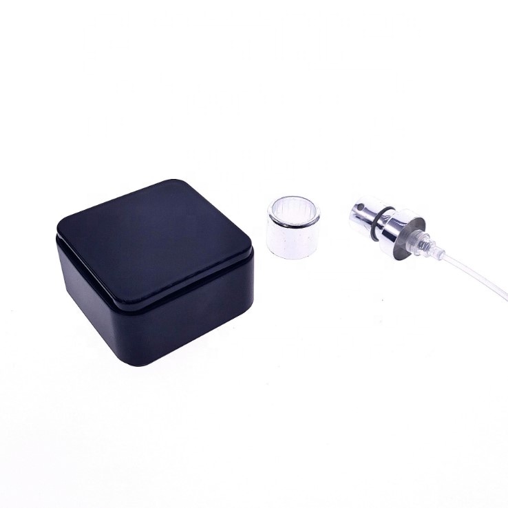 Square Rectangle Empty Clear 50ml Perfume Glass Bottle with Round Black Cap