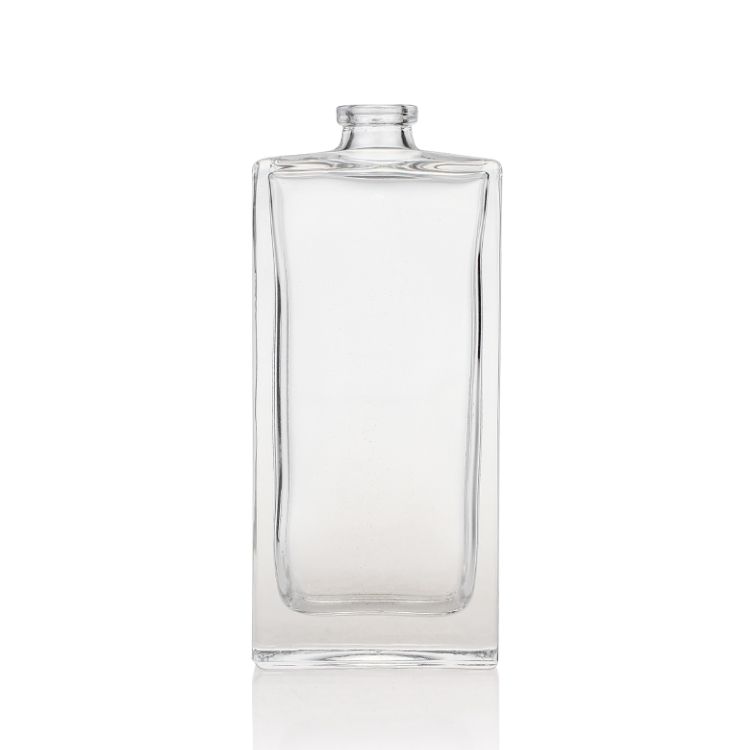 Square Rectangle Empty Clear 50ml Perfume Glass Bottle with Round Black Cap
