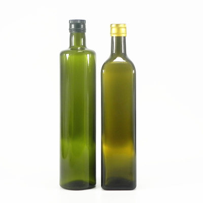 Square Round Glass Bottle Olive Oils Brand 500ml 250ml Dark Green Olive Oil Bottle Amber Tea Oil Bottle