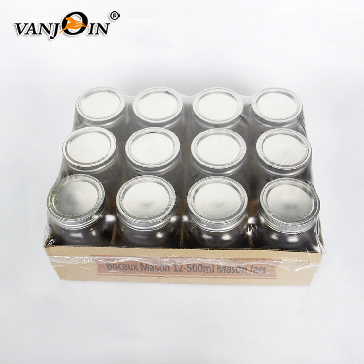 Square Round Glass Mason Jar 4oz 8oz 12oz 16oz 32oz With Black /Golden /Silver Screw Lid For Pickle /Candy Storage