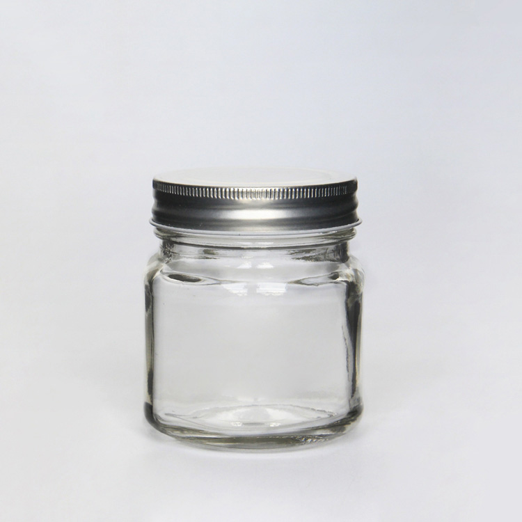 Square Round Glass Mason Jar 4oz 8oz 12oz 16oz 32oz With Black /Golden /Silver Screw Lid For Pickle /Candy Storage