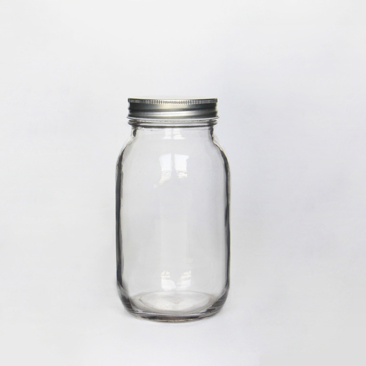 Square Round Glass Mason Jar 4oz 8oz 12oz 16oz 32oz With Black /Golden /Silver Screw Lid For Pickle /Candy Storage