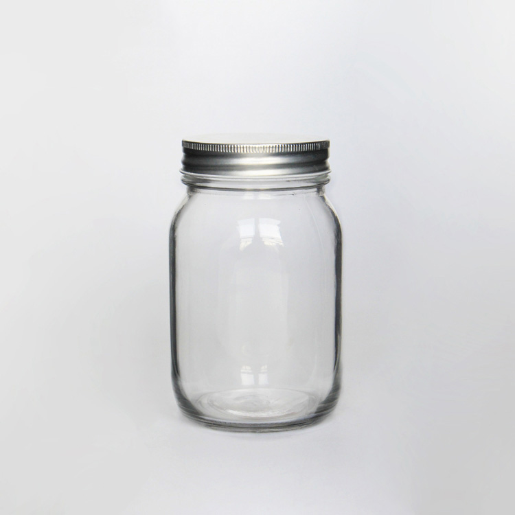 Square Round Glass Mason Jar 4oz 8oz 12oz 16oz 32oz With Black /Golden /Silver Screw Lid For Pickle /Candy Storage