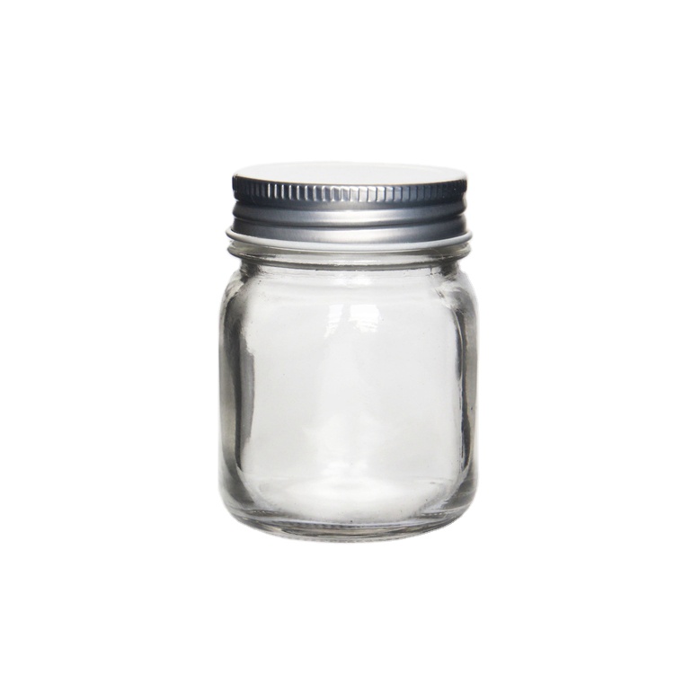 Square Round Wide Mouth Glass Mason Jar 4oz With Black /Golden /Silver Screw Lid For Jam Sauce