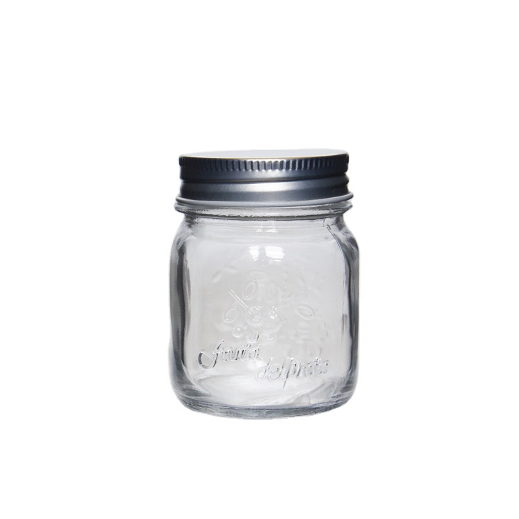 Square Round Wide Mouth Glass Mason Jar 4oz With Black /Golden /Silver Screw Lid For Jam Sauce