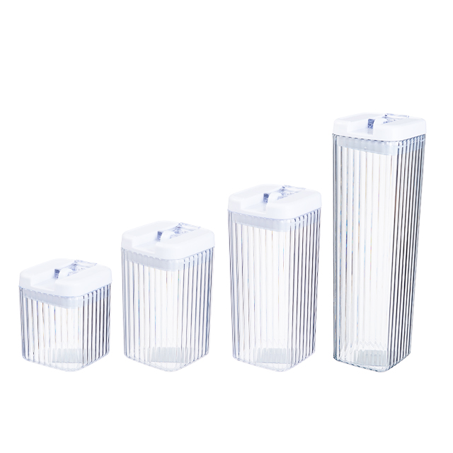 Square/Round plastic clear packaging bottles jars food grade jam airless clip cookie jar with Easy Locked lids in bulk