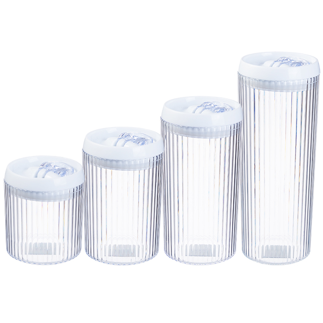 Square/Round plastic clear packaging bottles jars food grade jam airless clip cookie jar with Easy Locked lids in bulk