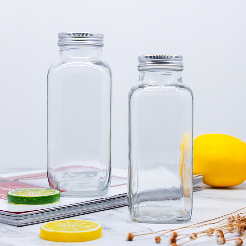 Square Shape 350ml Clear Glass Bottle Glass Bottle for Cold Brew Coffee Packing