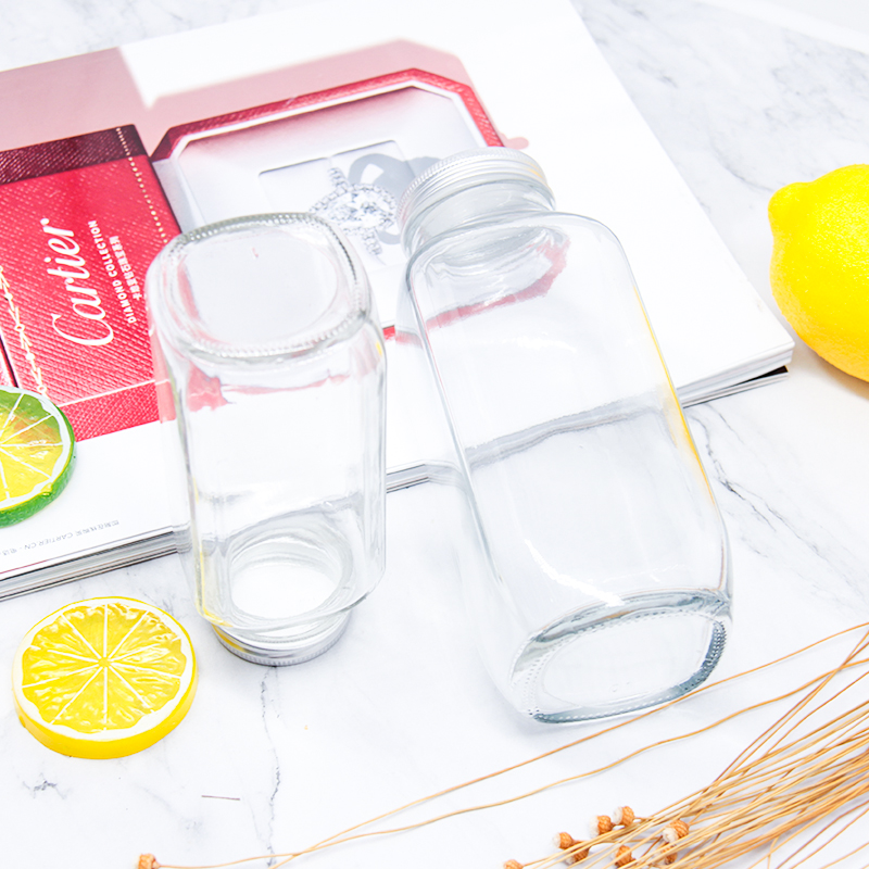 Square Shape 350ml Clear Glass Bottle Glass Bottle for Cold Brew Coffee Packing