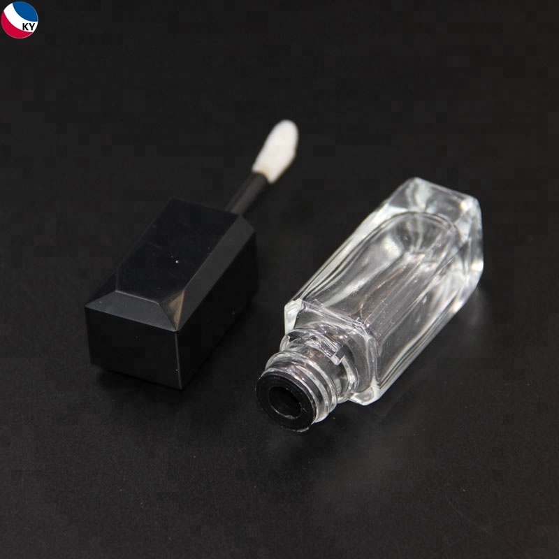 Square Shape Cosmetic Empty Lip Gloss Bottle Glass Container Skin Care Cream Screen Printing Personal Care Screw Cap