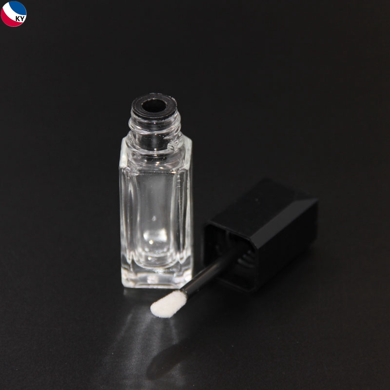 Square Shape Cosmetic Empty Lip Gloss Bottle Glass Container Skin Care Cream Screen Printing Personal Care Screw Cap
