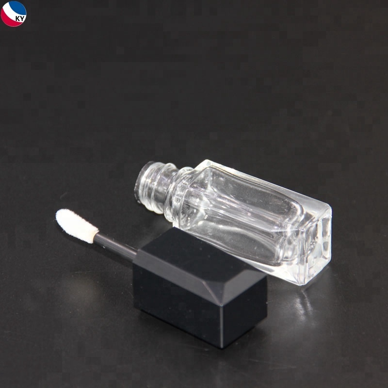 Square Shape Cosmetic Empty Lip Gloss Bottle Glass Container Skin Care Cream Screen Printing Personal Care Screw Cap