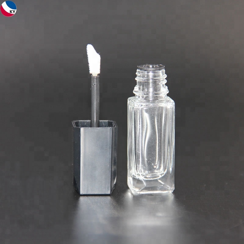 Square Shape Cosmetic Empty Lip Gloss Bottle Glass Container Skin Care Cream Screen Printing Personal Care Screw Cap