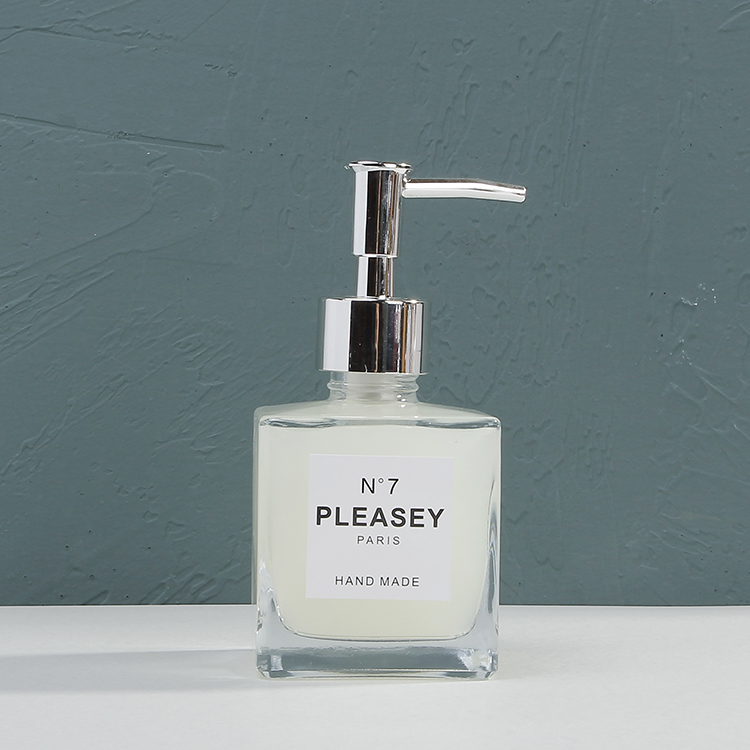 Square Shape Empty Hand Soap Glass Bottle For Sanitizer Shampoo Glass Bottle With Lotion Dispenser