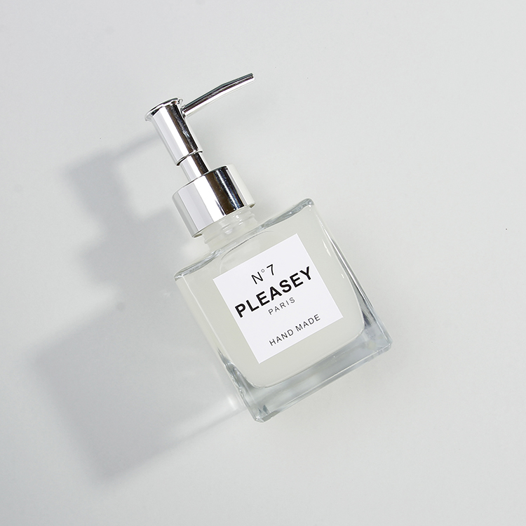 Square Shape Empty Hand Soap Glass Bottle For Sanitizer Shampoo Glass Bottle With Lotion Dispenser