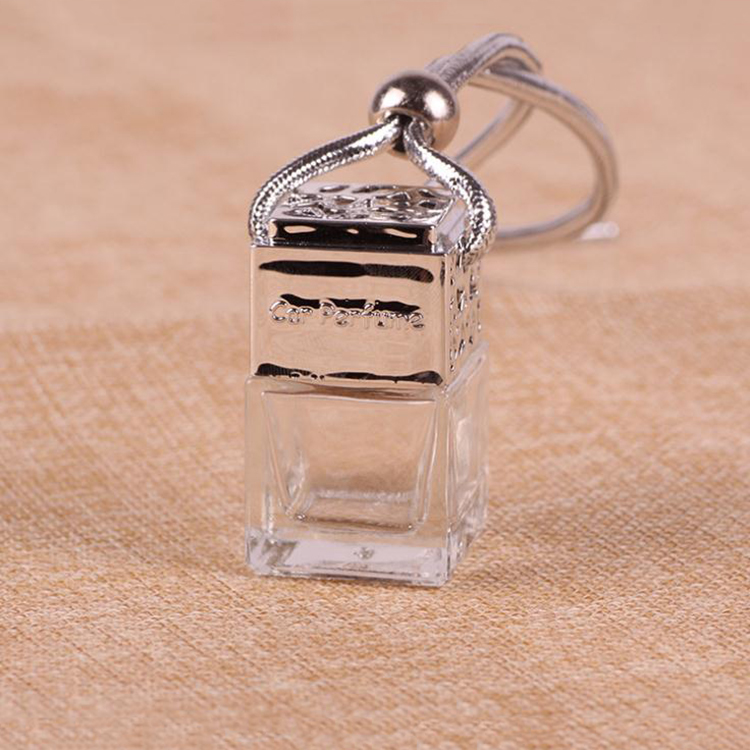 Square Shape Glass Car Perfume Bottles Pendant 6ml Perfume Empty Hanging Car Diffuser Bottle
