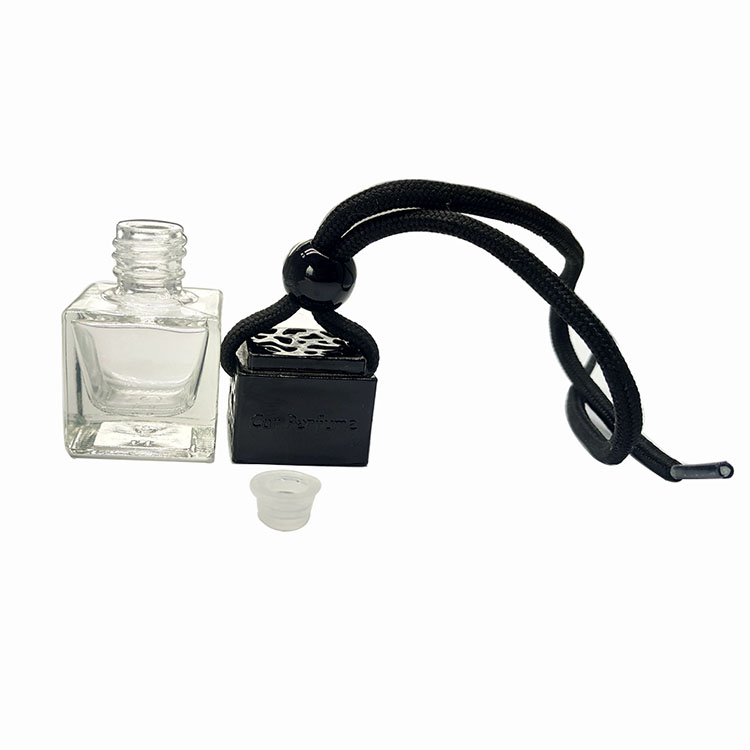 Square Shape Glass Car Perfume Bottles Pendant 6ml Perfume Empty Hanging Car Diffuser Bottle