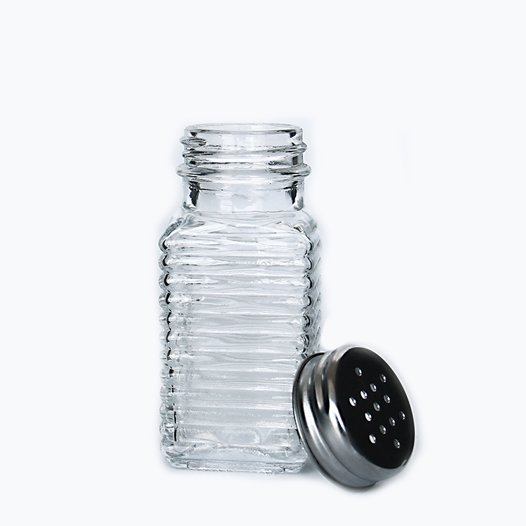 Square Stripe Glass Jar with Shaker for Pepper