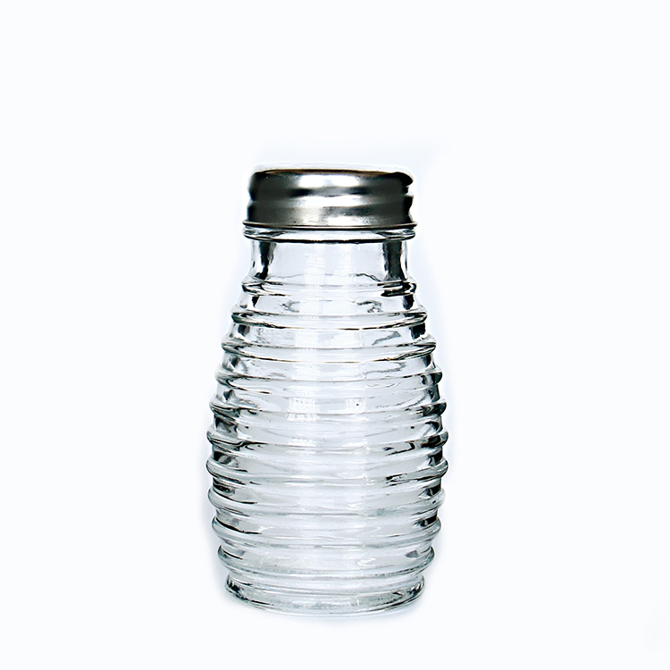 Square Stripe Glass Jar with Shaker for Pepper