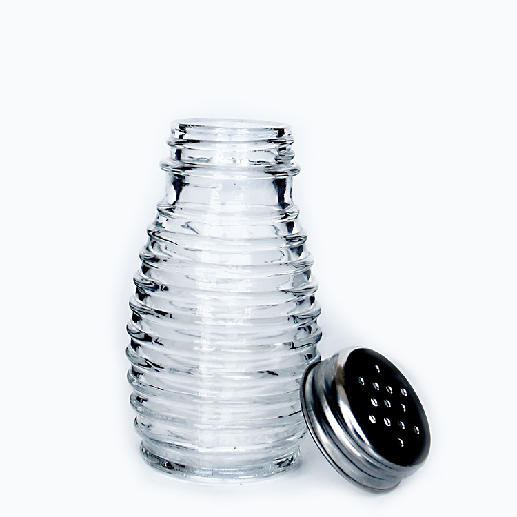 Square Stripe Glass Jar with Shaker for Pepper