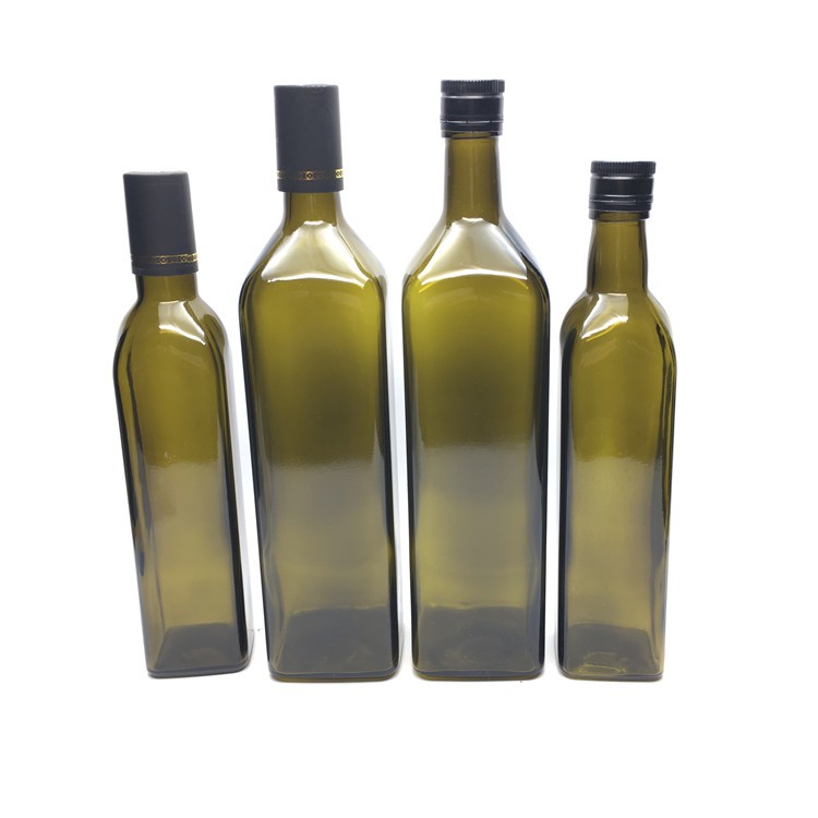 Square amber glass cooking olive oil extra virgin bottle 250ml 500ml 1000ml