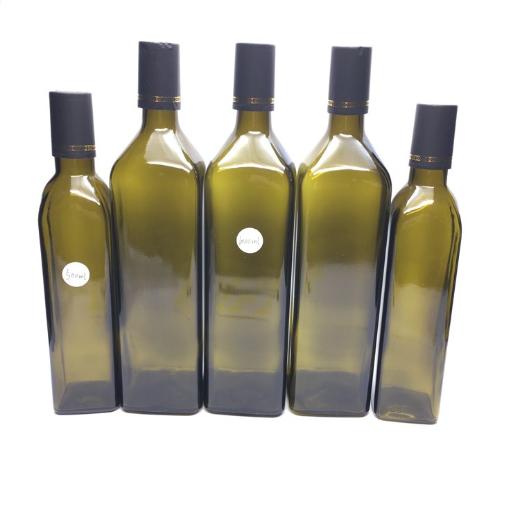 Square amber glass cooking olive oil extra virgin bottle 250ml 500ml 1000ml