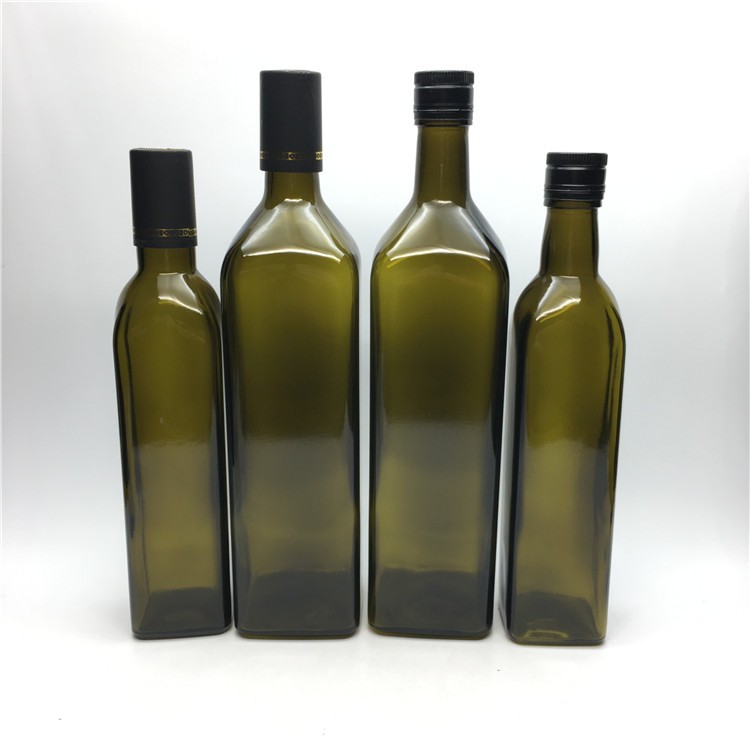 Square amber glass cooking olive oil extra virgin bottle 250ml 500ml 1000ml