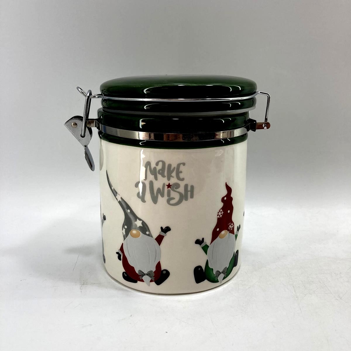 Square ceramic candy jar with red bird lid