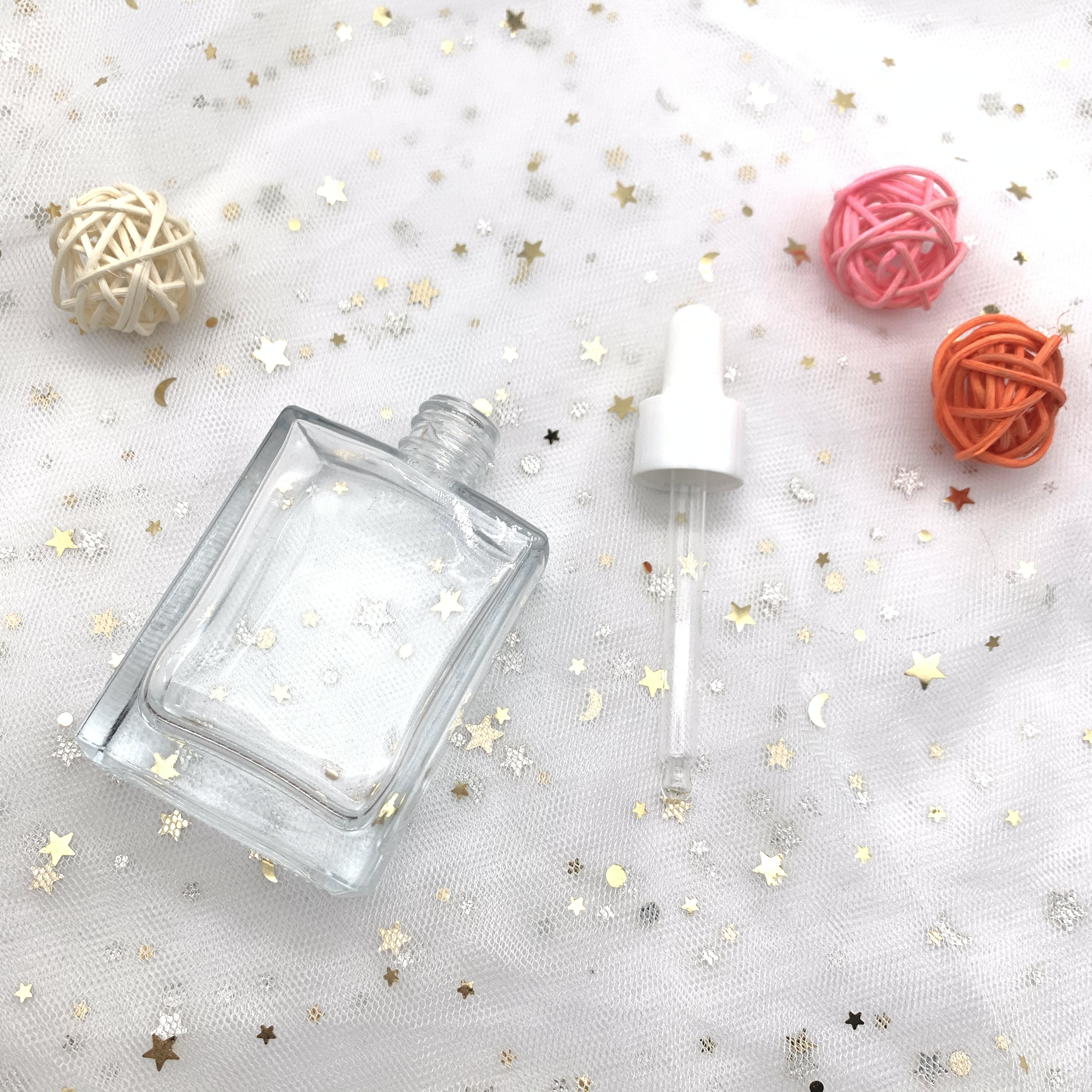 Square clear glass dropper bottle perfume bottle Essential oil bottle