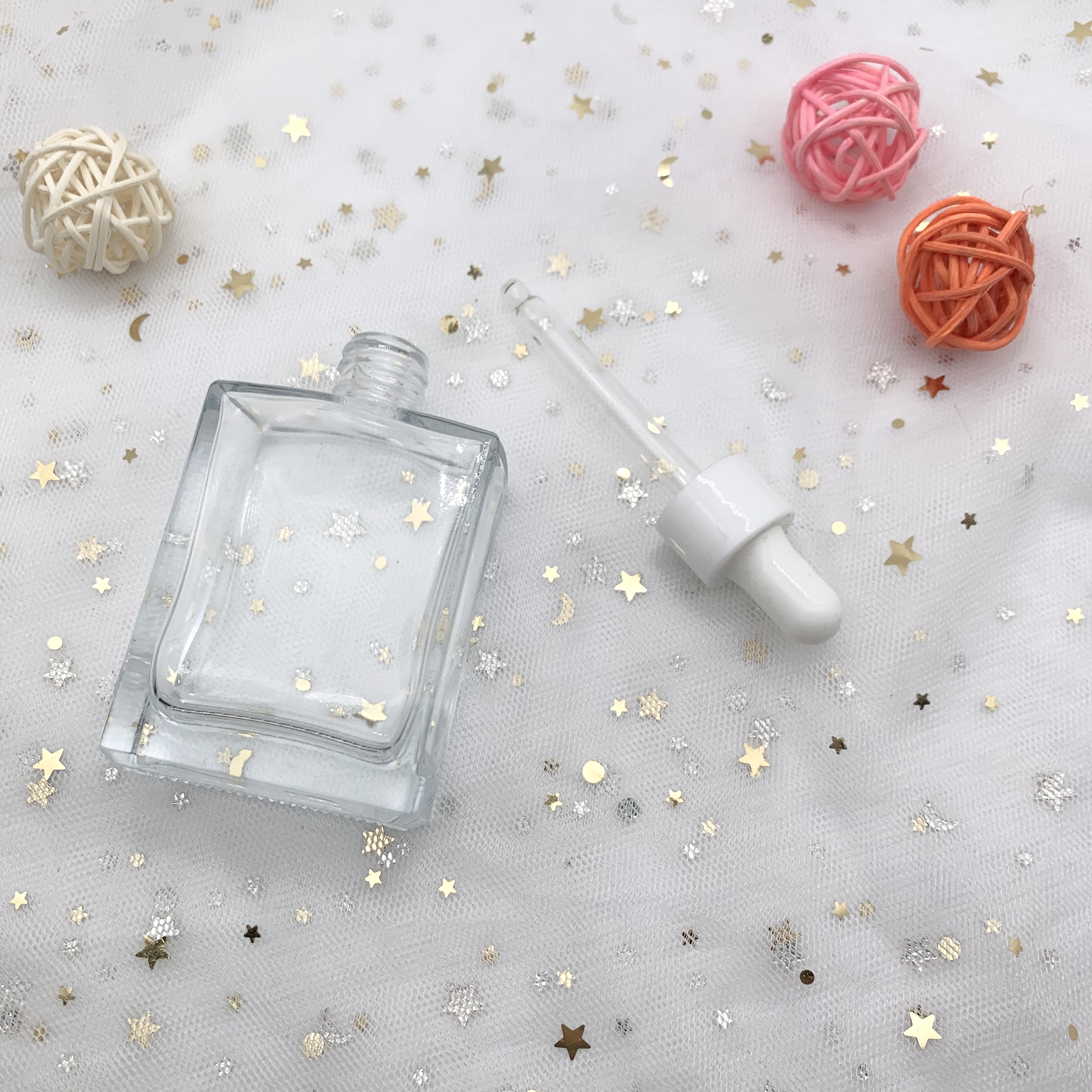 Square clear glass dropper bottle perfume bottle Essential oil bottle