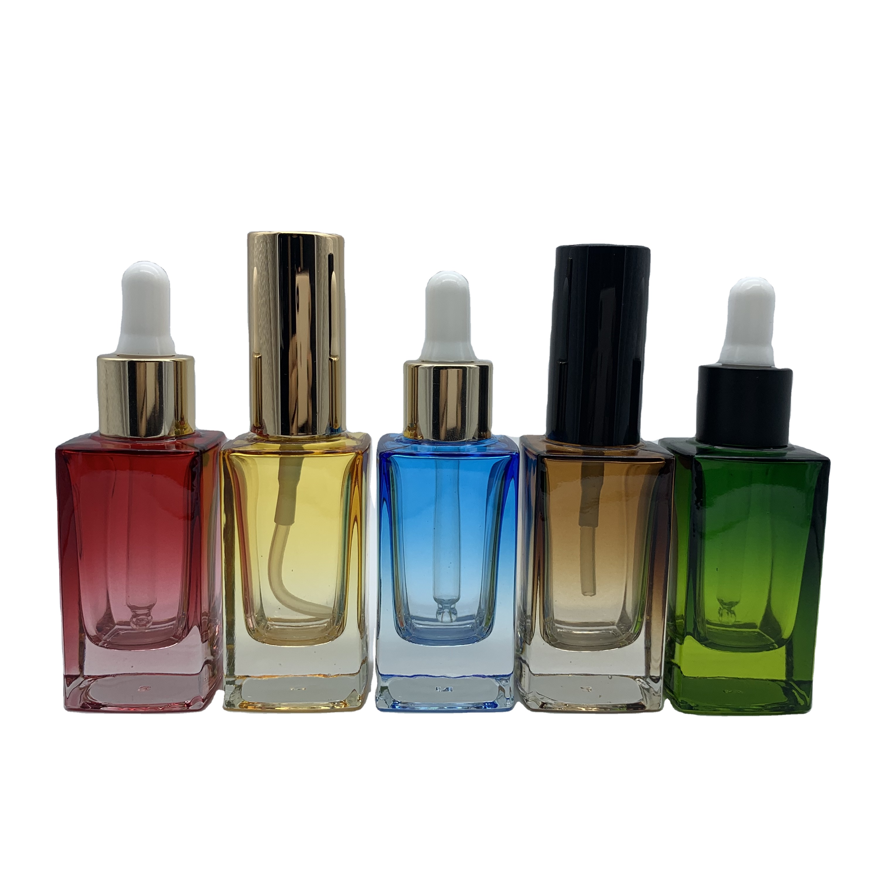 Square cosmetic essential oil bottle with glass dropper