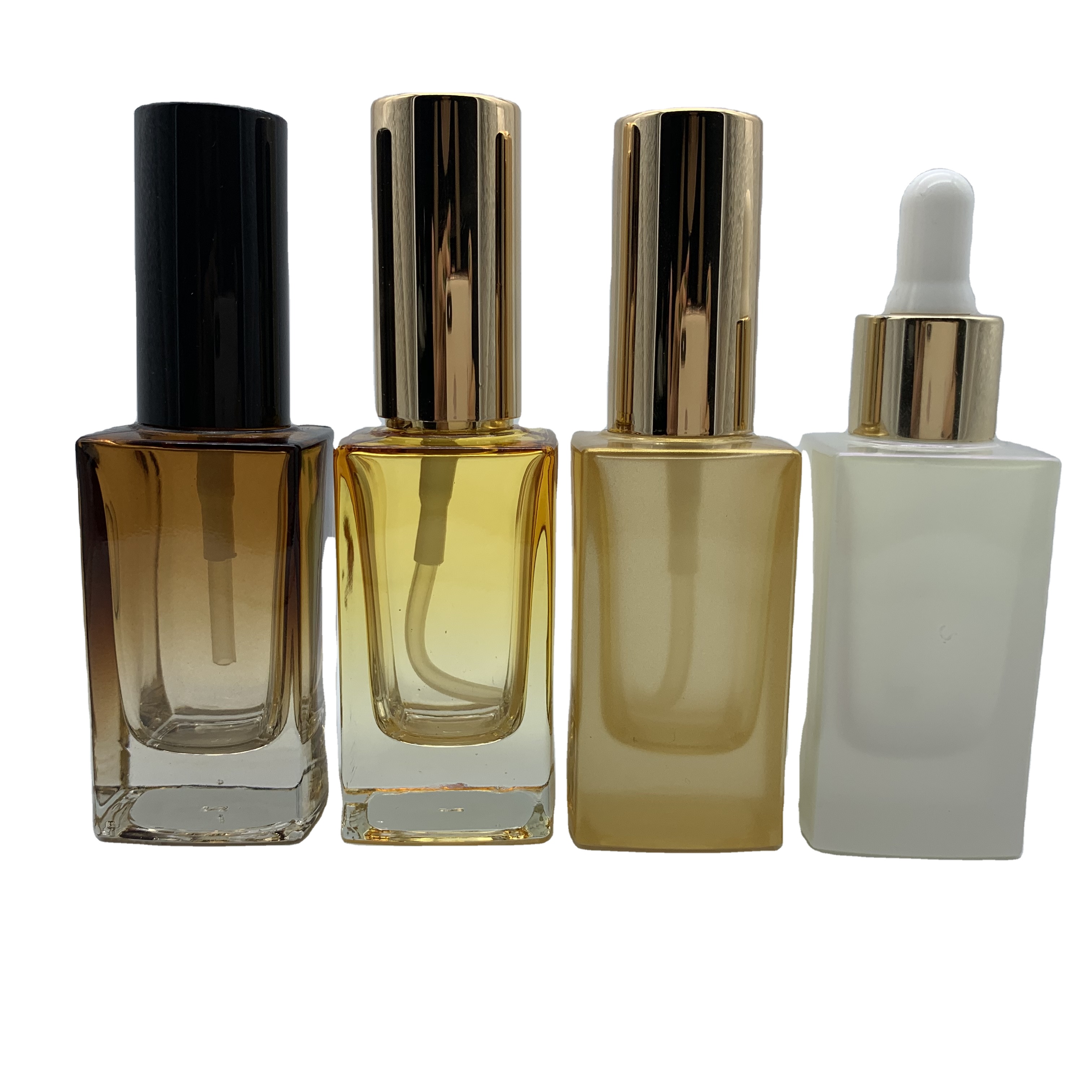 Square cosmetic essential oil bottle with glass dropper