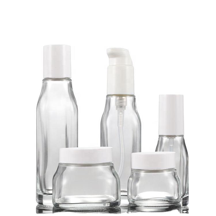 Square cosmetics containers and packaging 50g 150g 120ml  100ml  40ml cream jar glass lotion  bottle