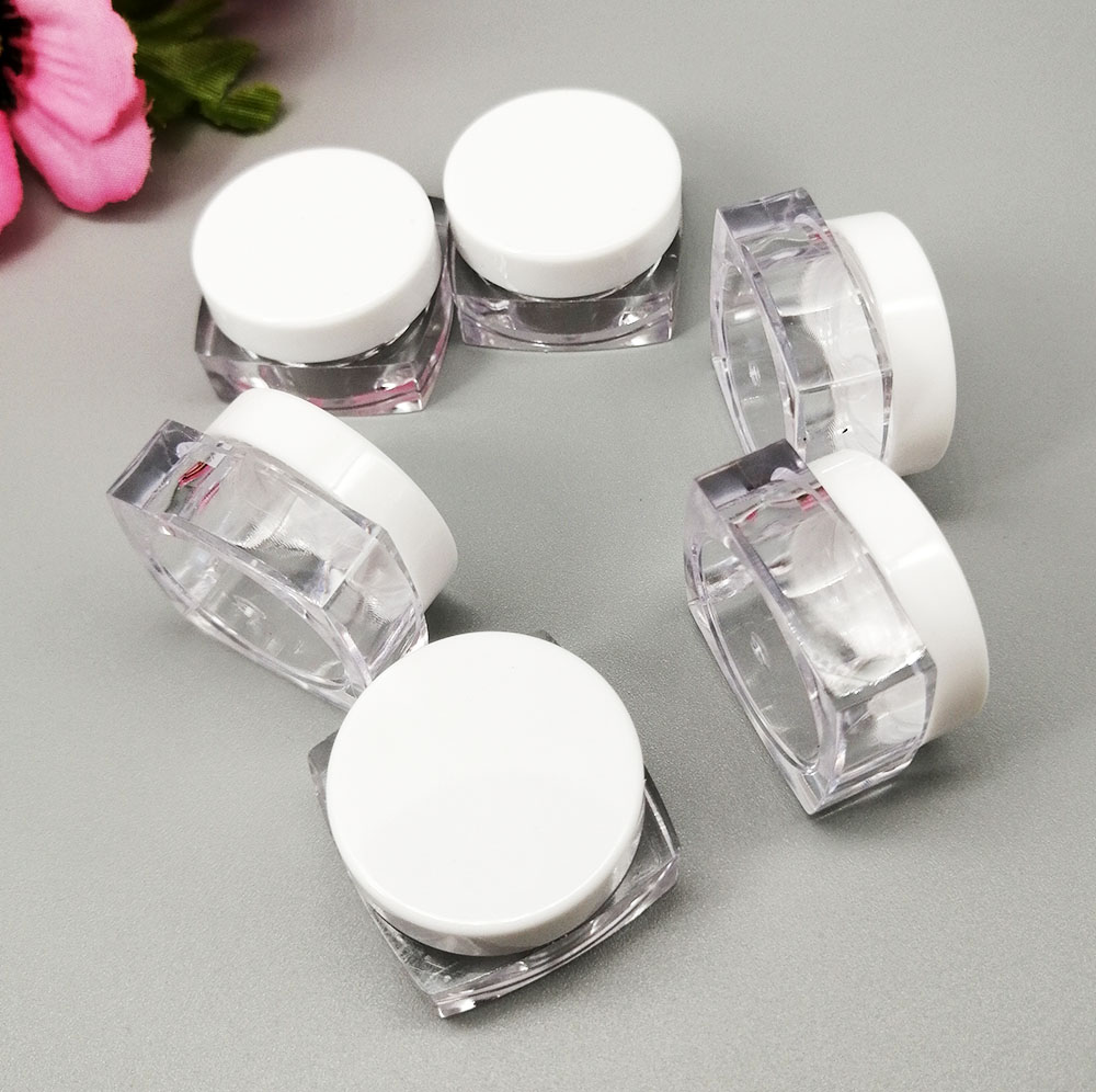 Square empty plastic 10g jar for loose powder