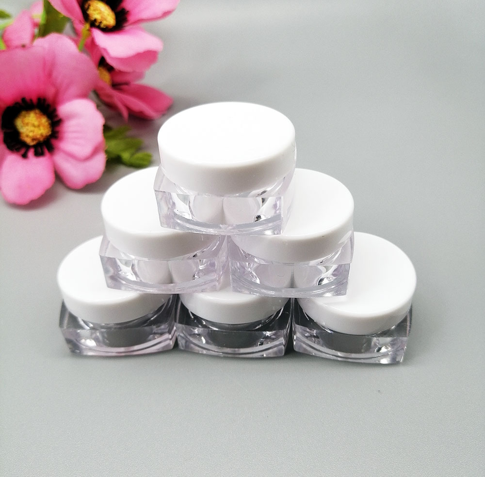 Square empty plastic 10g jar for loose powder