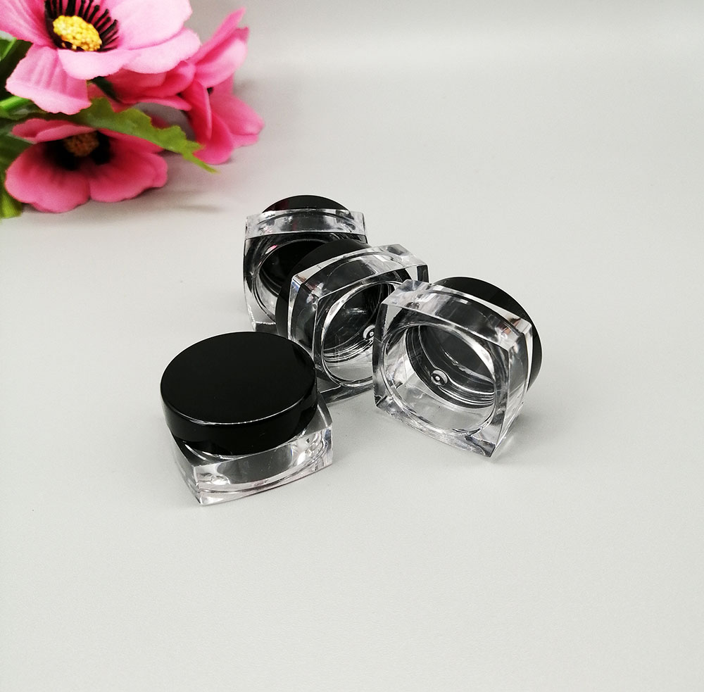 Square empty plastic 10g jar for loose powder
