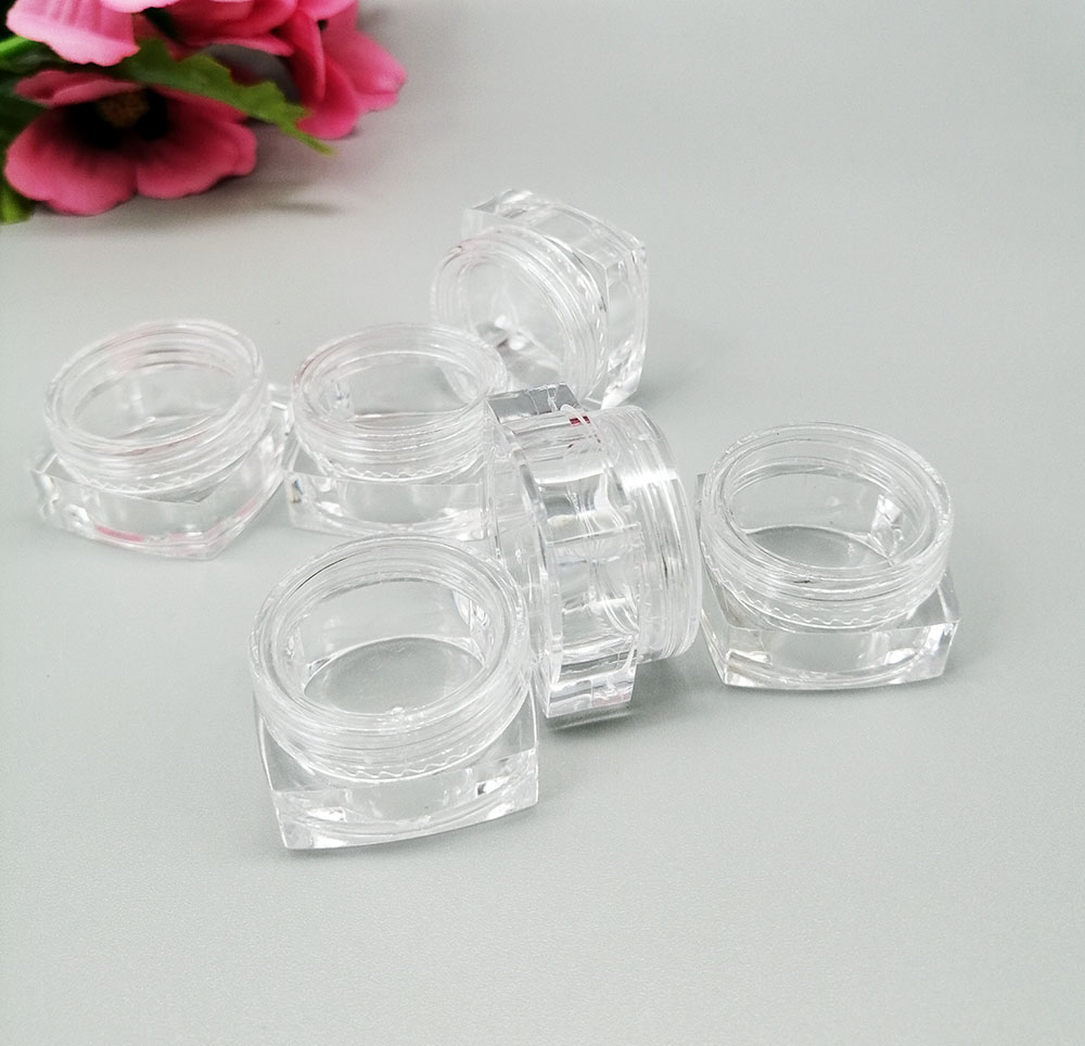 Square empty plastic 10g jar for loose powder