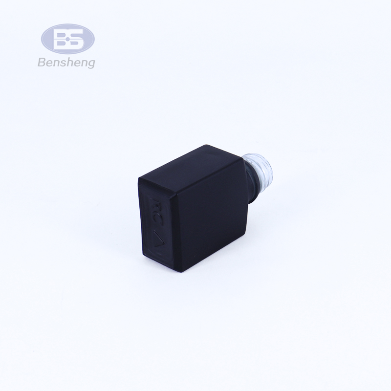 Square frosted matte black essential oil serum 30ml glass dropper bottles