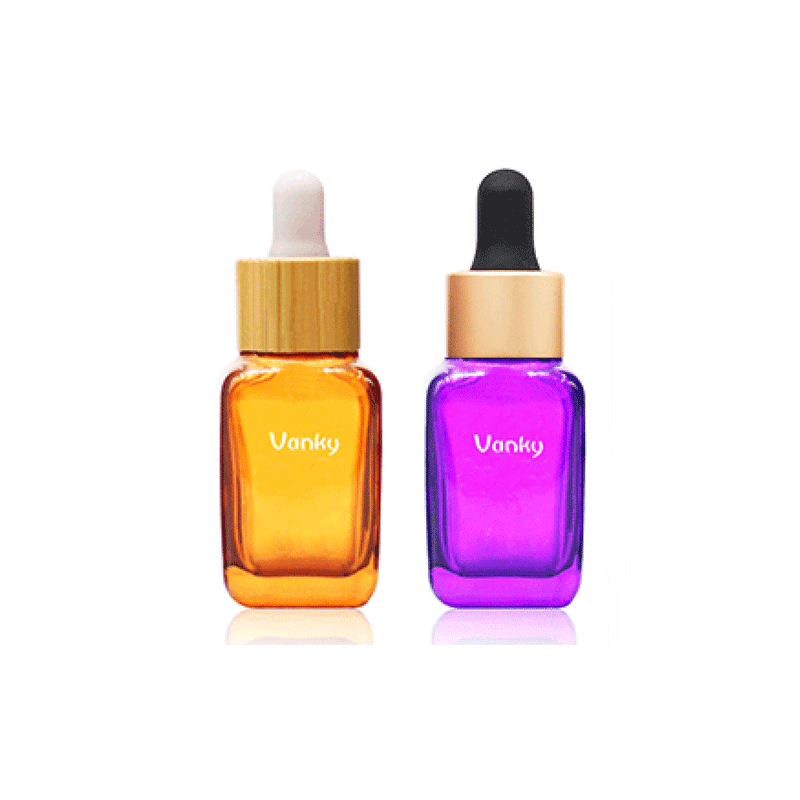 Square glass bottle cosmetic packaging serum bottle with dropper